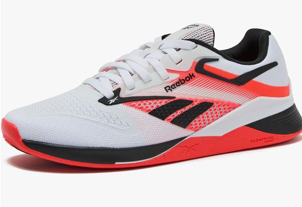 Reebok Women's Nano X4 Cross-Training Shoe, Footwear White/Black/Orange Flare, 9